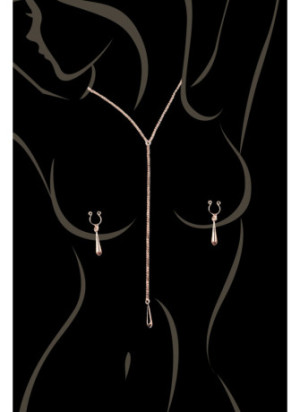 bijoux de corps, pinces de seins goutte et tour de cou chainette - SO-0184